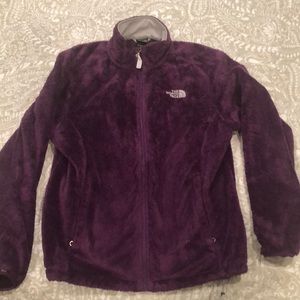Purple fuzzy north face zip up